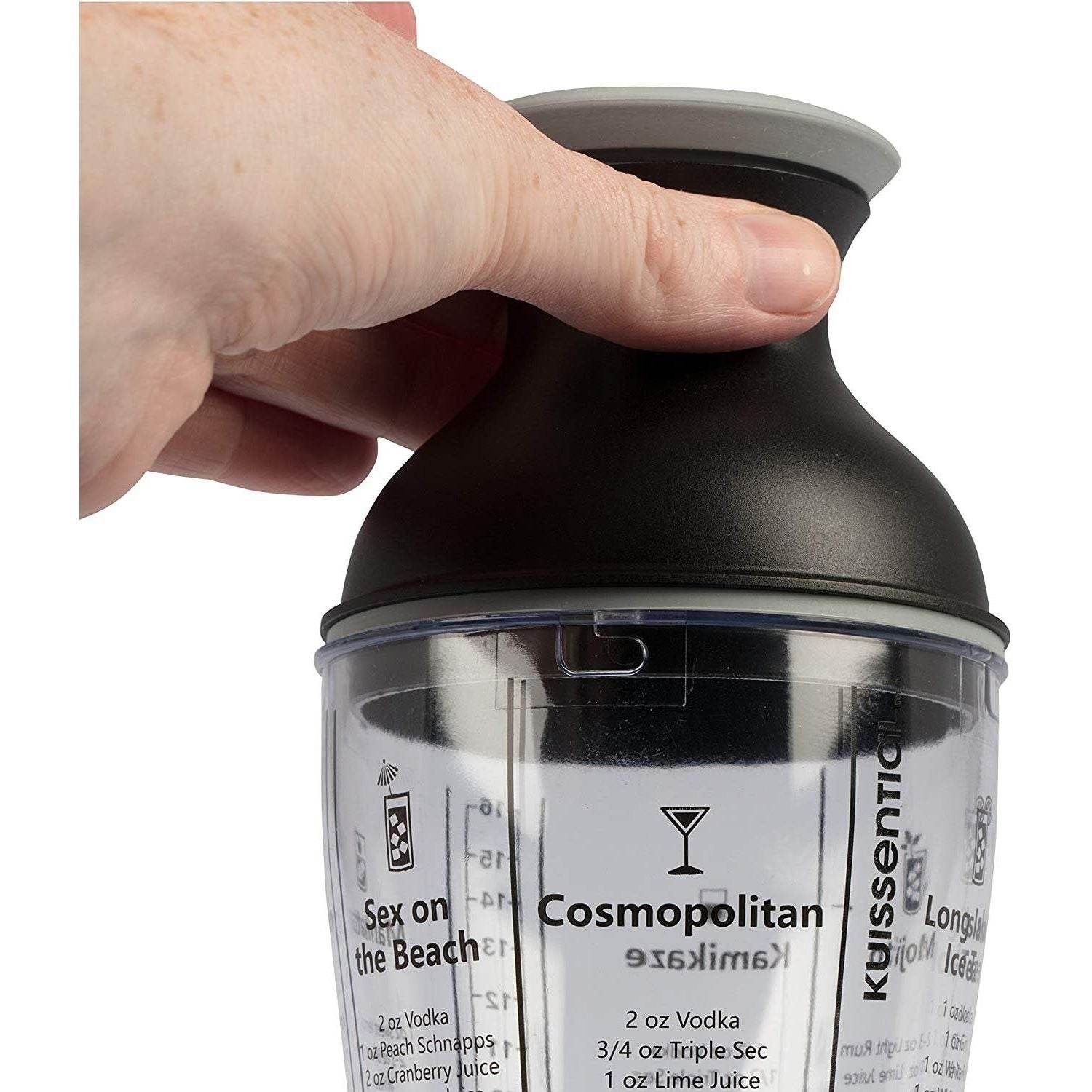 16oz Large Cocktail Shaker Bar Set- Includes Measuring Jigger, Strainer, 6 Printed Mixed Drink Recipe Measurements on Bottle- Fun Bartender Kit for Mojitos, Martinis & More- Great for Summer Parties - My Store
