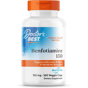 Doctor's Best Benfotiamine 150 with BenfoPure, Helps Maintain Glucose Metabolism, Non-GMO, Vegan, Gluten Free, Soy Free, 150 mg, 360 Veggie Caps