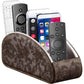 All-in-One Leather White TV Remote Holder for Remote Conrtols with 5 Compartments Nightstand Desktop Media Player Remote Caddy Storage Box Organizer Tray for Mobile Office Stationery Phone Controller