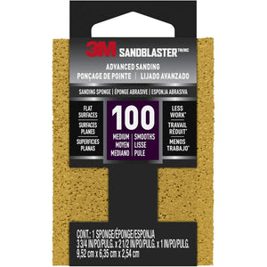 3M SandBlaster Advanced Sanding Sanding Sponge, 20908-100, 100 grit, 3 3/4 in x 2 1/2 x 1 in