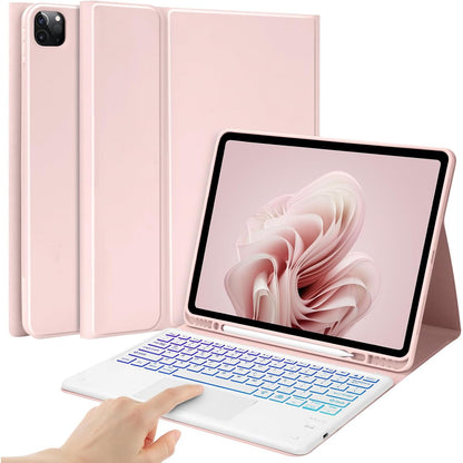 BQSS Keyboard Case for iPad Air 13 inch (M3 2025/M2 2024) & iPad Pro 12.9 inch 6th/5th/4th/3rd Gen Keyboards Cover Detachable Non-Backlit Wireless Keyboards Cases with Pencil Holder Black