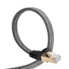 Cat 8 Ethernet Cable, 1.6FT Nylon CAT8 High Speed Professional Gold Plated Plug STP Wires CAT 8 RJ45 Ethernet Cable 3FT 10FT 15FT 26FT 50FT 66FT 100FT (White 1.6ft) - Grey