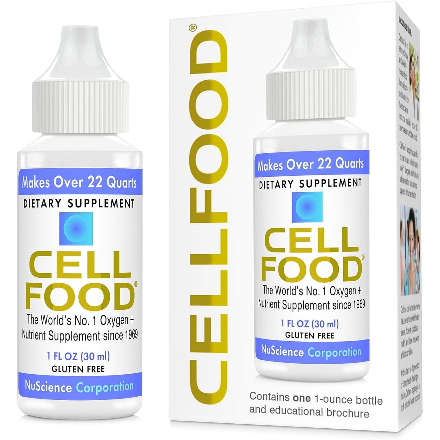 Cellfood Oxygen Boost, 1 fl oz - Liquid Oxygen Supplement for Lymphatic Drainage, Altitude Sickness, Jet Lag, Fatigue, Headaches, Hangovers & Energy - Gluten Free, Cert. Kosher - Makes Over 22 Quarts