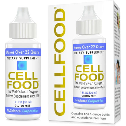 Cellfood Oxygen Boost, 1 fl oz - Liquid Oxygen Supplement for Lymphatic Drainage, Altitude Sickness, Jet Lag, Fatigue, Headaches, Hangovers & Energy - Gluten Free, Cert. Kosher - Makes Over 22 Quarts