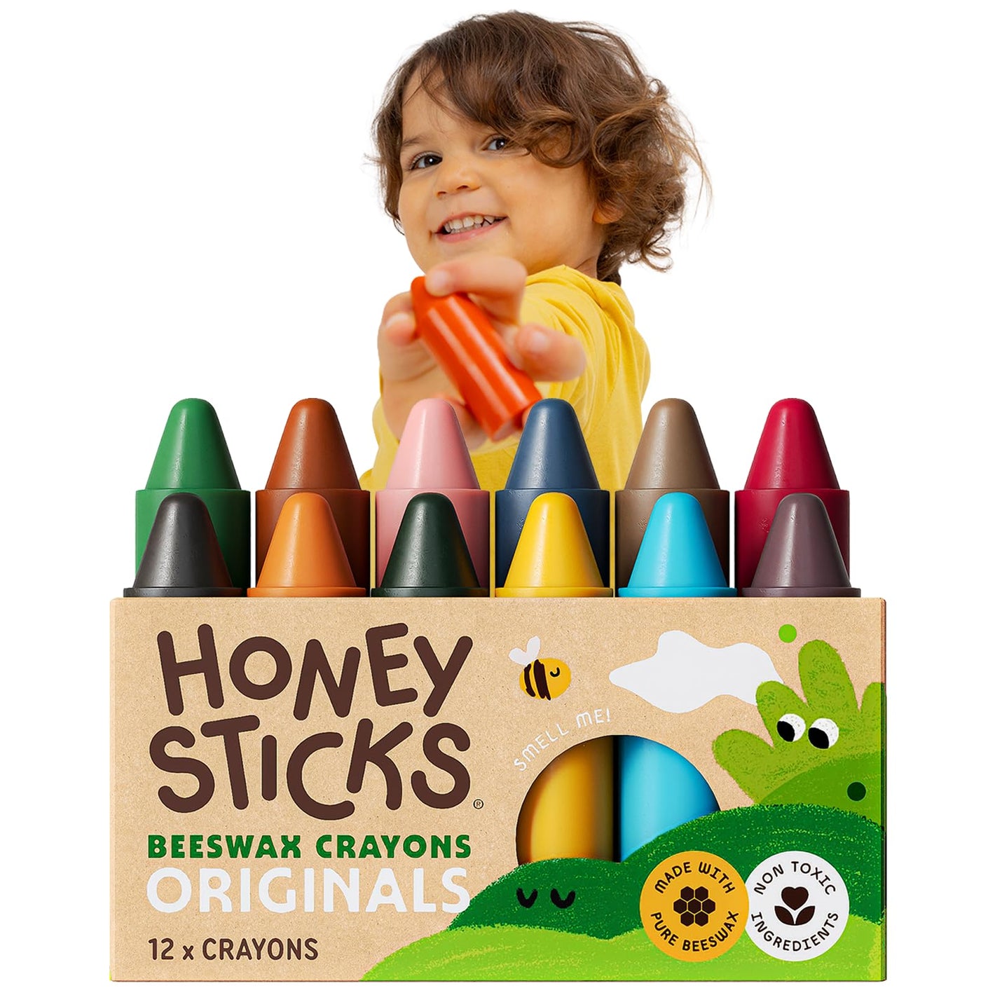 Buy now Honeysticks 100% Pure Beeswax Crayons (12 Pack) - Non Toxic Crayons for Toddlers 1-3, Safe for Baby from 1 Year Old Plus, Handmade with Natural Beeswax and Food-Grade Colors, Eco Friendly at indiglob india