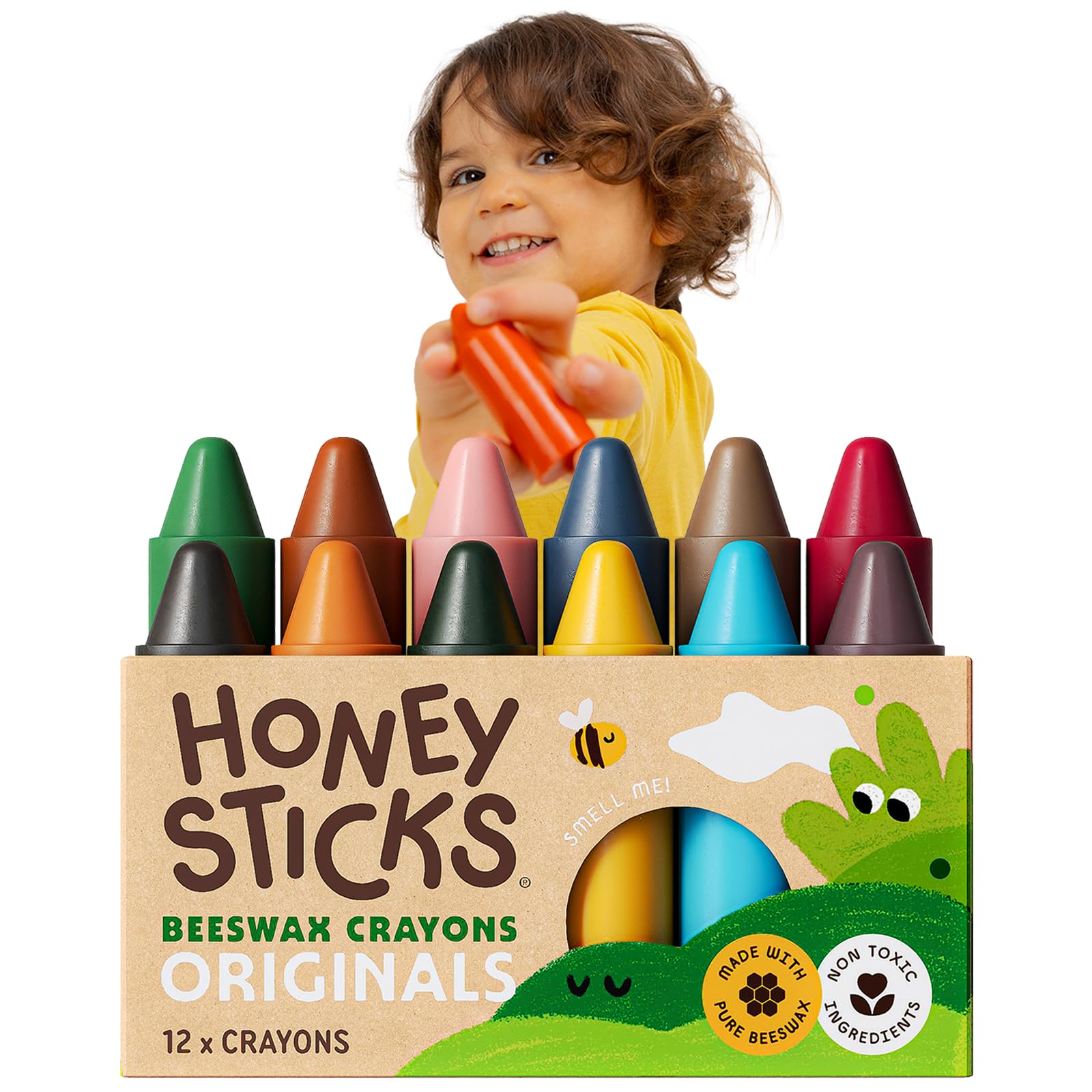 Buy now Honeysticks 100% Pure Beeswax Crayons (12 Pack) - Non Toxic Crayons for Toddlers 1-3, Safe for Baby from 1 Year Old Plus, Handmade with Natural Beeswax and Food-Grade Colors, Eco Friendly at indiglob india
