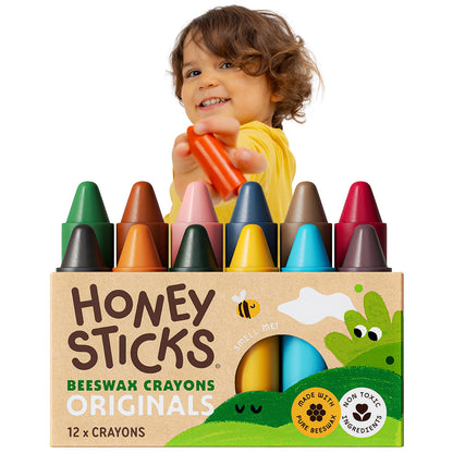 Buy now Honeysticks 100% Pure Beeswax Crayons (12 Pack) - Non Toxic Crayons for Toddlers 1-3, Safe for Baby from 1 Year Old Plus, Handmade with Natural Beeswax and Food-Grade Colors, Eco Friendly at indiglob india