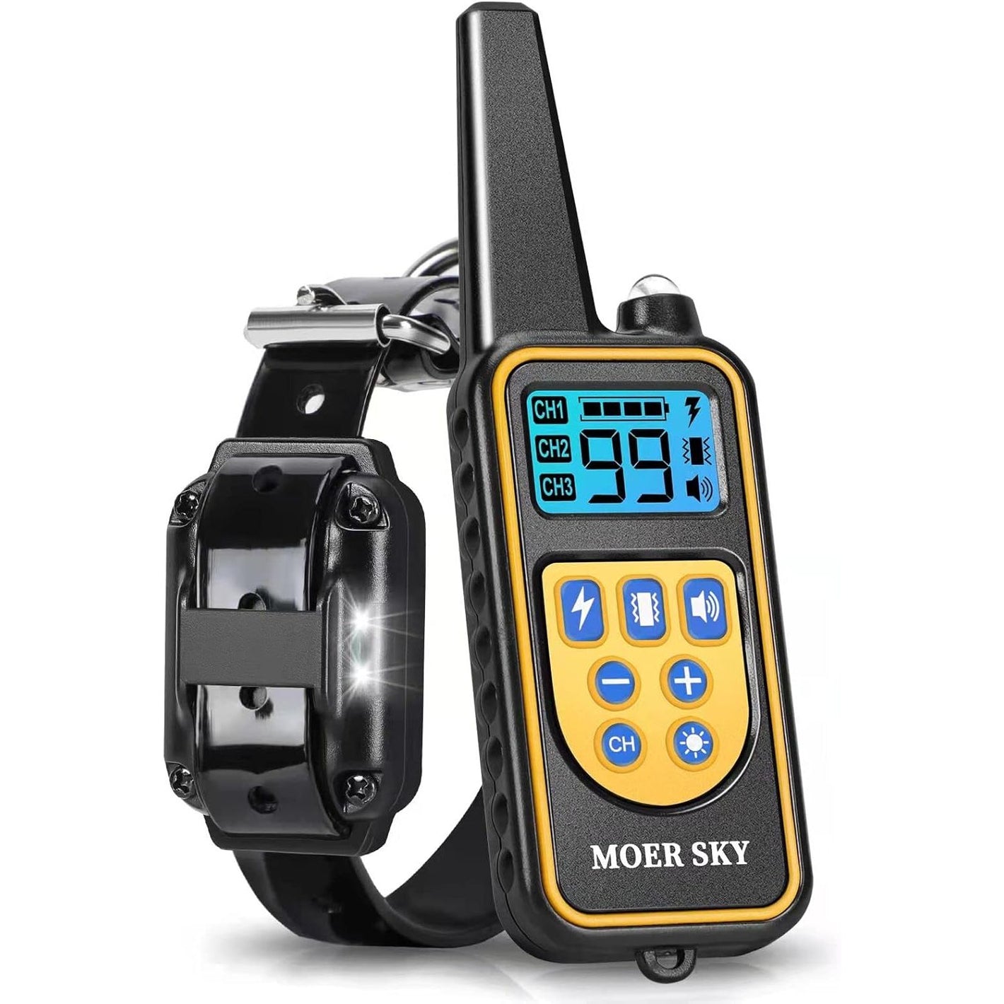 Dog Training Collar, 100% IPX7 Waterproof Rechargeable 875 Yards Remote Dog Shock Collar with LED Light/Beep/Vibration/Shock Modes, Dog Bark Collar for Small Medium Large Dogs