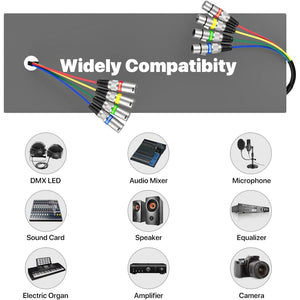 EBXYA 3 Ft XLR Snake Cables 4 Colored, 4-Channel Microphone Patch Cable XLR Male to Female, Recording Snake for Live, Recording, Studios 2 Pack