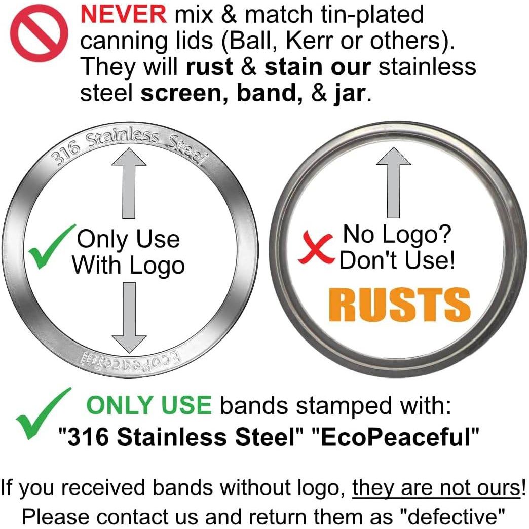 4 Pack Mason Jar Sprouting Lids for Wide Mouth Mason Jars (Ball or Kerr) - 316 Surgical Stainless Steel Curved Mesh Sprouting Set (4 Rings, 4 Screens, 4 Inserts) - Strainer Sifter - My Store