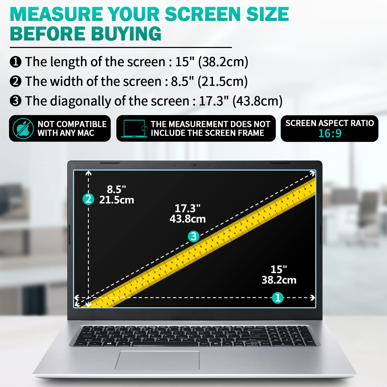 Buy now F FORITO 2-Pack 15.6 Inch Anti Blue Light Laptop Screen Protector, Eye Protection Anti Glare Matte Computer Screen Cover for 15.6" Laptop with 16:9 Aspect Ratio, Reduce Eye Strain and Touch Sensitive at indiglob india