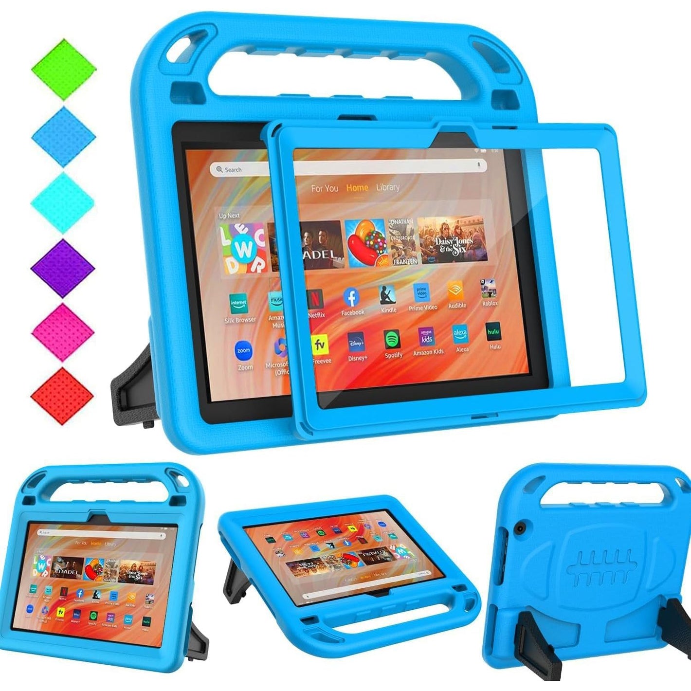 BMOUO Kids Case for Fire HD 10 Tablet (13th/11th Generation, 2023/2021) with Screen Protector, Shockproof Case for Amazon Fire HD 10 Tablet - Blue