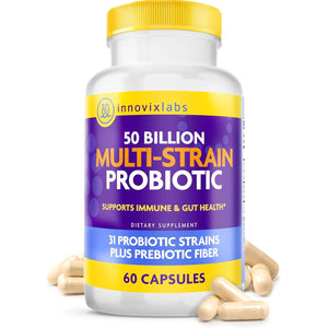 InnovixLabs Multi Strain Probiotics for Women & Men - Probiotic Supplement - 50 Billion CFU - Gut Health, Immune Support, Digestion, Lactobacillus Acidophilus, Prebiotics and Probiotics, 60 Capsules
