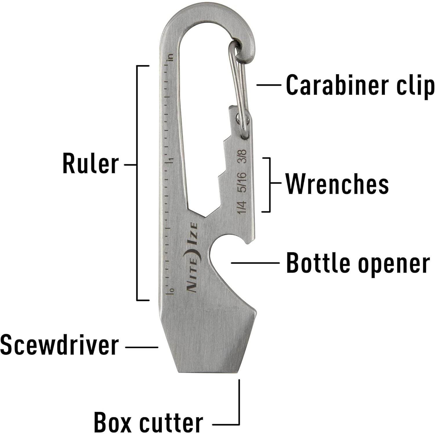 Carabiner Key Clip,Silver,1-11/16 in - My Store