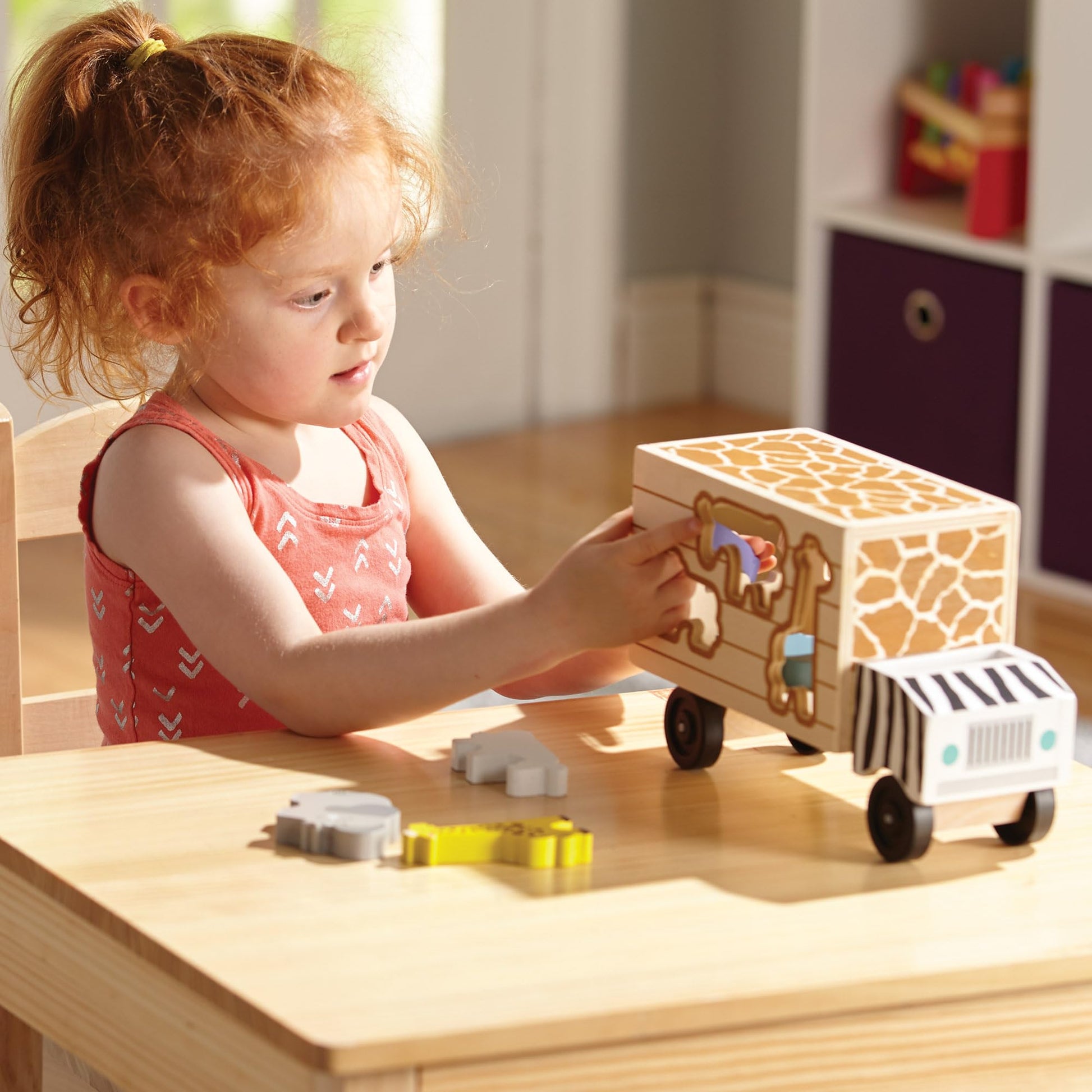 Buy now Melissa & Doug Animal Rescue Shape-Sorting Truck - Wooden Toy with 7 Animals and 2 Play Figures at indiglob india