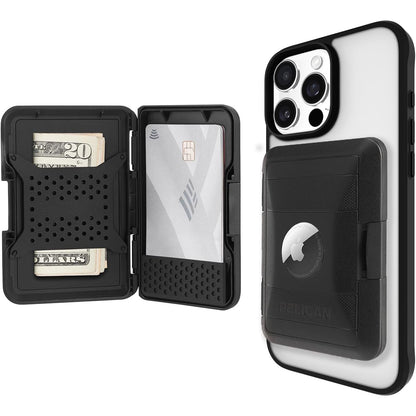 Pelican MagSafe Wallet for iPhone - Heavy Duty MIL-STD Snap-On Phone Magnetic Wallet and Phone Card Holder - Detachable and Slim Hard Case for iPhone 17 Pro Max /16 Pro Max/15/14/13/12 Series - Black