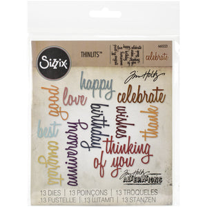 Buy now Sizzix SIZ660223 Tholtz Thinlits Die Celebration Words Scrpt Tholtz Thinlits Die , White at indiglob india