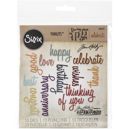 Buy now Sizzix SIZ660223 Tholtz Thinlits Die Celebration Words Scrpt Tholtz Thinlits Die , White at indiglob india