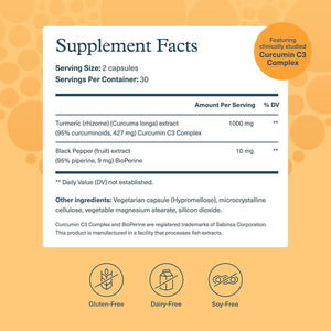 Youtheory Turmeric Extra Strength - 1,000 mg Turmeric Supplement - with 10 mg Black Pepper - Curcumin Joint Support* - Soy, Dairy & Gluten Free - 60 Vegetarian Capsules