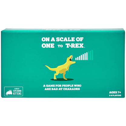 Buy now Exploding Kittens On a Scale of One to T-Rex 2-8 Players - Ages 7+ - 15 Minutes to Play - Charades Style Acting Card Game - Party Game, Family Game Night, Kid and Adult Card Game at indiglob india