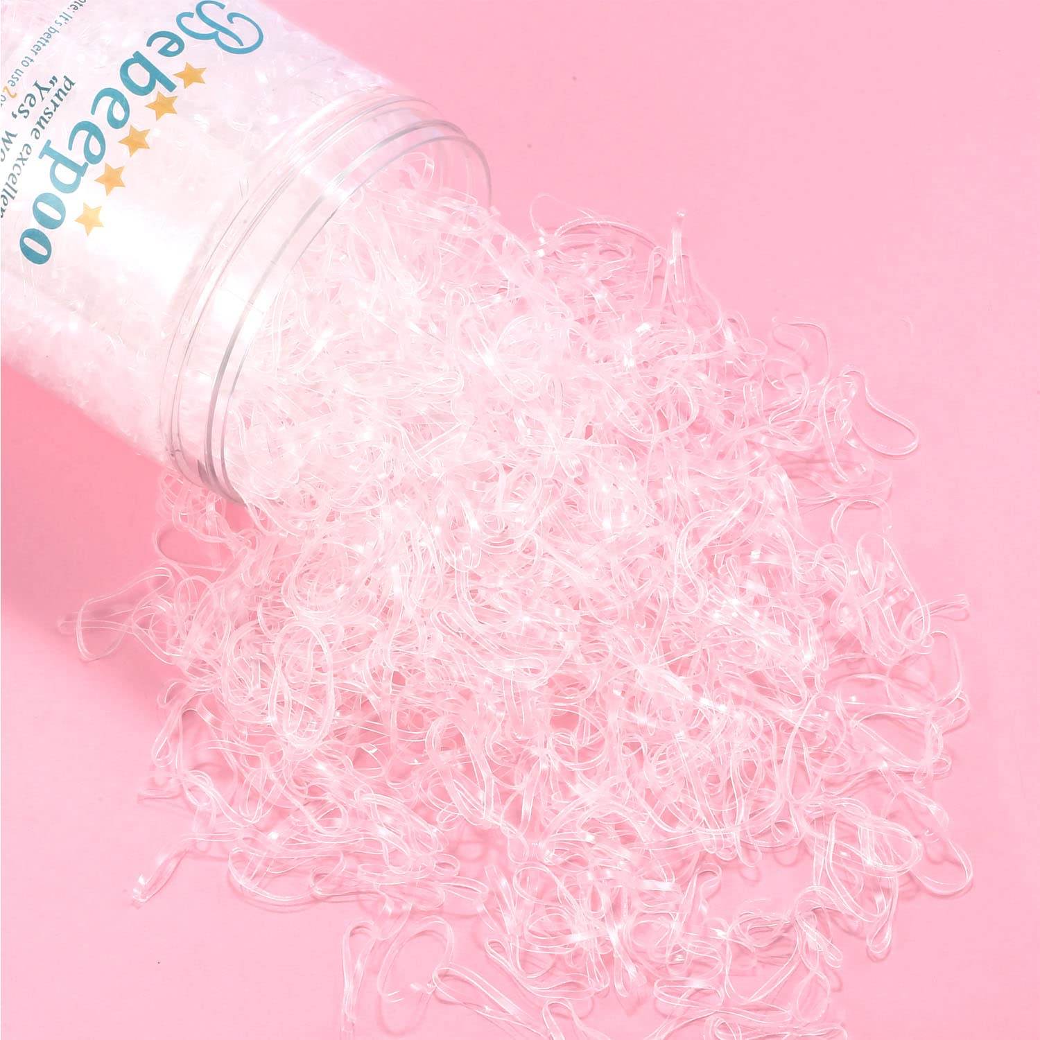 Clear Hair Elastics，BEBEEPOO 2500pcs Rubber Bands for Hair, Clear Mini Elastic Rubber Hair Bands, Small Hair Tties - STRONG - REUSEABLE - My Store
