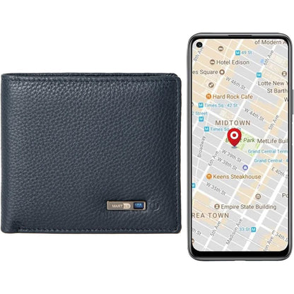 Anti-Lost Bluetooth Wallet Tracker & Finder GPS Position Locator Mens Slim Minimalist trackable Cool Leather Wallet Credit Card Holder (Coffee) (Coffee, Horizontal) (Black, Horizontal)