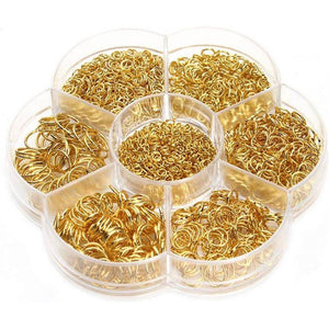 1 Box(1450PCS) Assorted Sizes Metal Closed Open Jump Rings Connecters for Necklace Bracelet DIY Jewelry Making Findings Kits(3mm 4mm 5mm 6mm 7mm 8mm 10mm)(Gold) - My Store