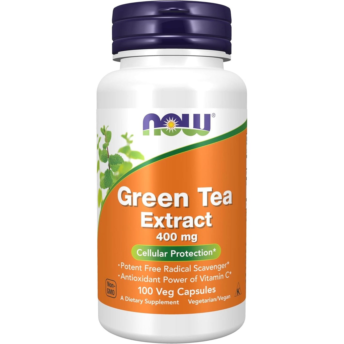 NOW Foods Supplements, Green Tea Extract 400 mg with Vitamin C, Cellular Protection*, 100 Veg Capsules