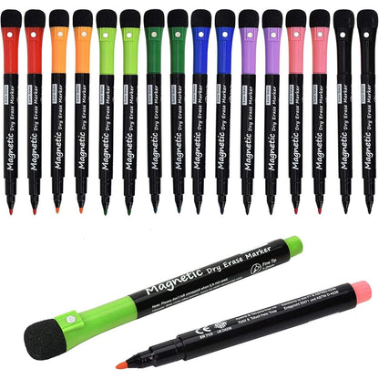 Magnetic Dry Erase Markers, (8 Pack) Dealkits Low Odor White Board Markers Whiteboard Markers with Erasers for Kids Teacher Supplies for Classroom Work on White Board, Calender, Fine Tip Point