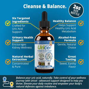 Uricel - Advanced Uric Acid Support & Cleanse Supplement - Joint & Kidney Support - Liquid Delivery for Better Absorption - Tart Cherry, Chanca Piedra, Celery Seed & Turmeric - 2 fl oz