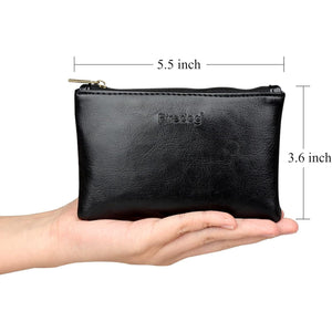 FIREDOG Tobacco Pouch Bag Pipe Case Rolling Storage Carrying Travel Vintage Holder Rollup Free Ciggerate Smoking Tobacco Pouch Leather Zipper Black Regular Size