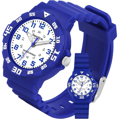 SOCICO Children Analog Watch for Boys Girls Waterproof Time Teaching Watch with Soft Band, Learning Time Wrist Watch Easy to Read Christmas Gifts for Kids Ages 3-12 Great Gifts