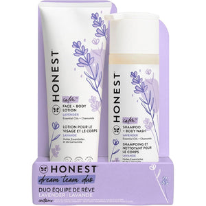 The Honest Company 2-in-1 Cleansing Shampoo + Body Wash and Face + Body Lotion Bundle | Gentle for Baby | Naturally Derived | Lavender Calm, 18.5 fl oz