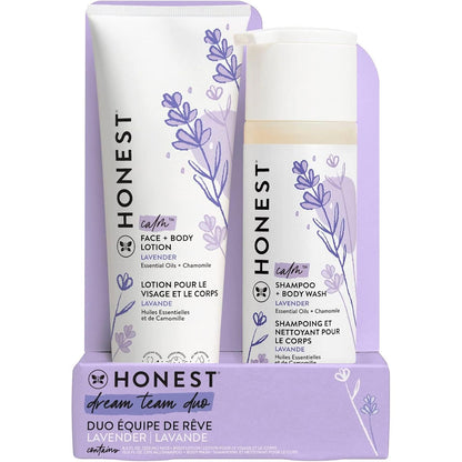 The Honest Company 2-in-1 Cleansing Shampoo + Body Wash and Face + Body Lotion Bundle | Gentle for Baby | Naturally Derived | Lavender Calm, 18.5 fl oz