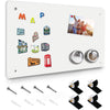 Magnetic Board,17.5" x 11.4" Magnet Bulletin Board to Display Magnetic Notes, Poetry, Photos, Suitable for Wall, Refrigerator, Cabinet etc, Come with 4 Pcs Dual Lock Tape and Screws (Gray) - Whtie