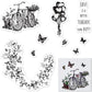 Door Bike Tree Scenery Clear Stamps for Card Making and Photo Album Decorations, Blessing Words Transparent Rubber Stamps Seal for DIY Scrapbooking