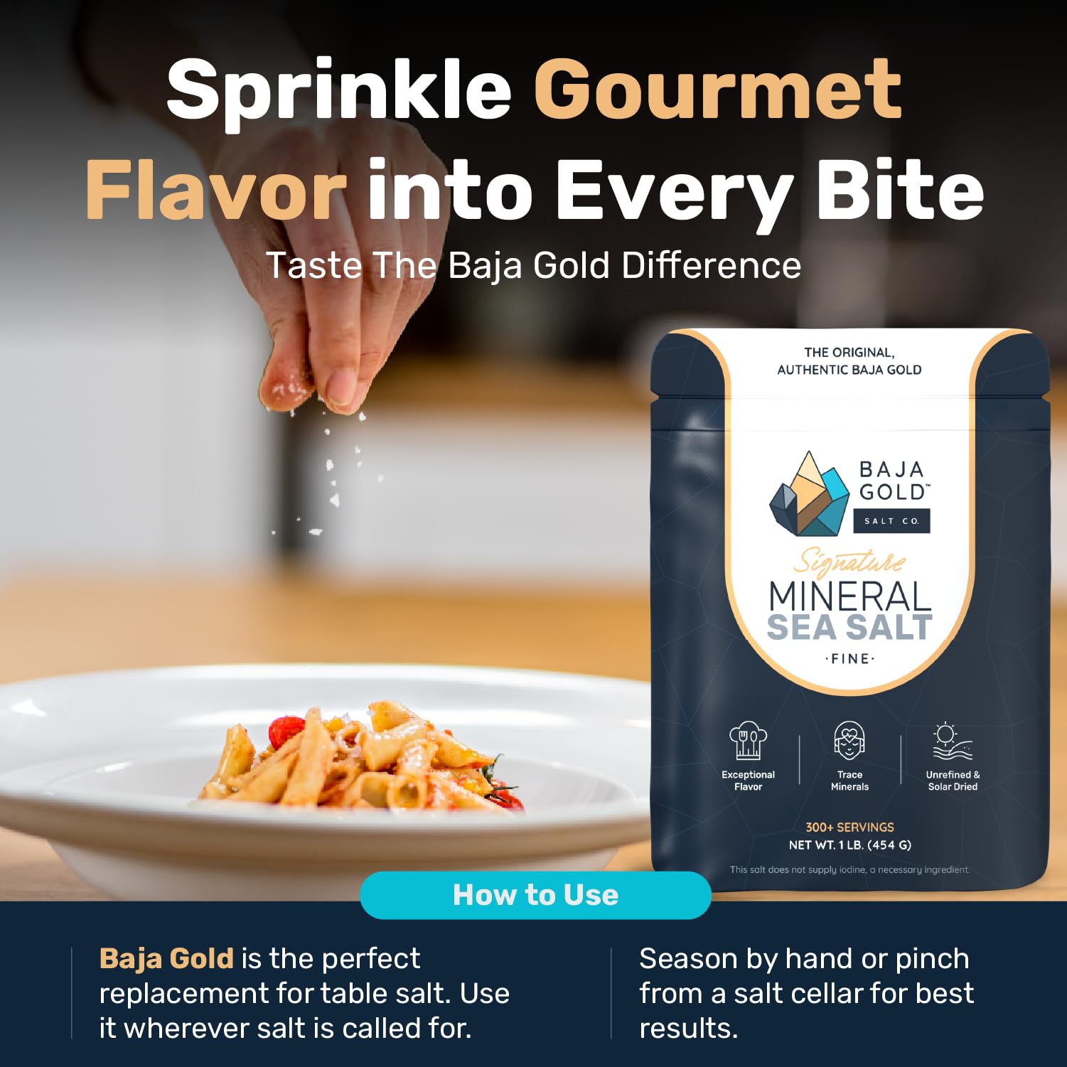 Buy now Baja Gold Mineral Sea Salt - Recommended by Gary Brecka - Fine Grind Salt for Cooking & Baking | Natural Baja Salt for Culinary Uses | Great for Finishing Dishes | 1 lb. Resealable Bag, 300+ Servings. at indiglob india