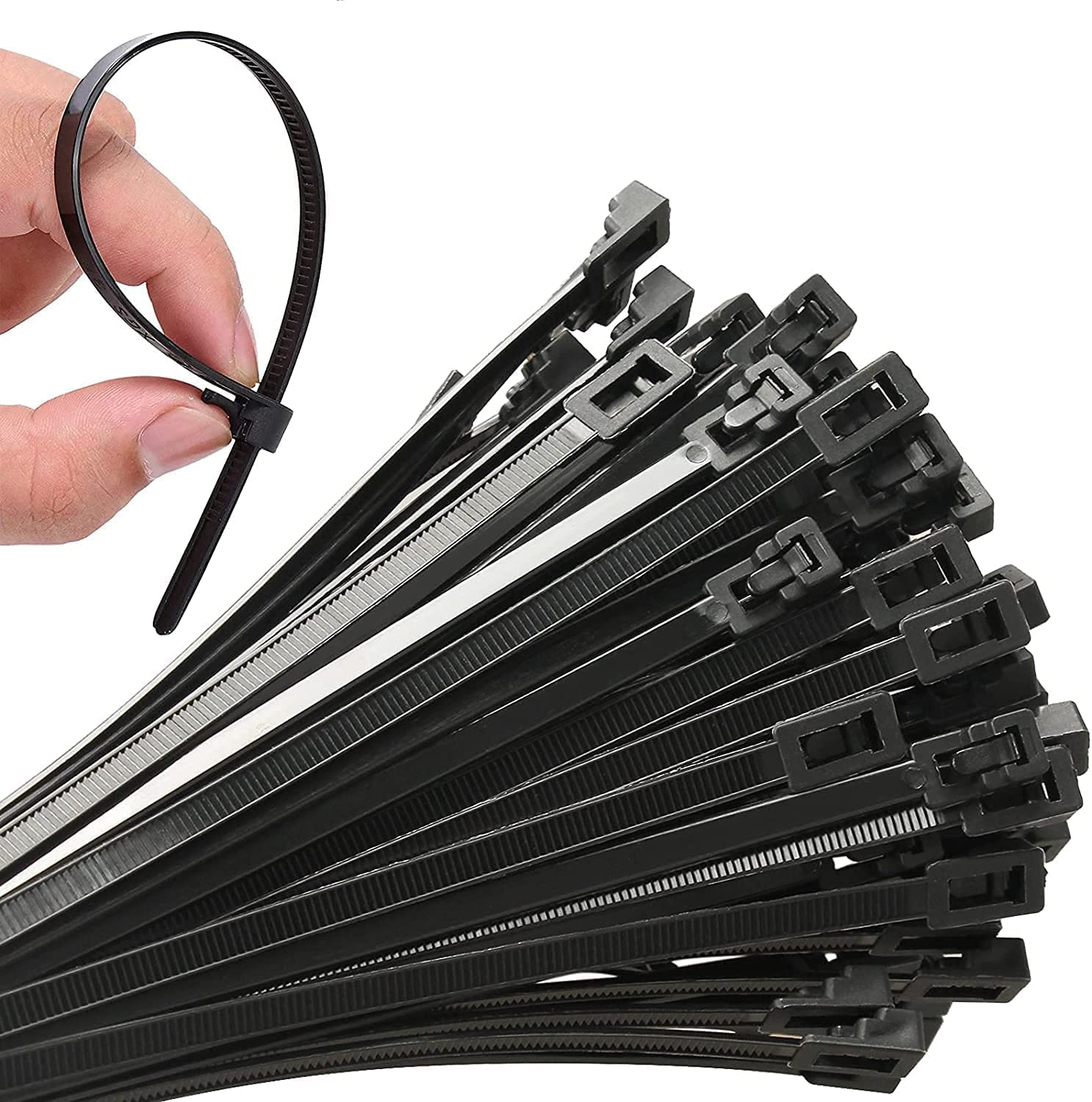 Buy now 100Pcs 8 Inch Heavy Duty Industrial Zip Toes 40lbs Tensile Strength Releasable Black Tie Wraps Reusable Zip Toes Tie Straps For Garden Plant Secure Vine, Home Office at indiglob india