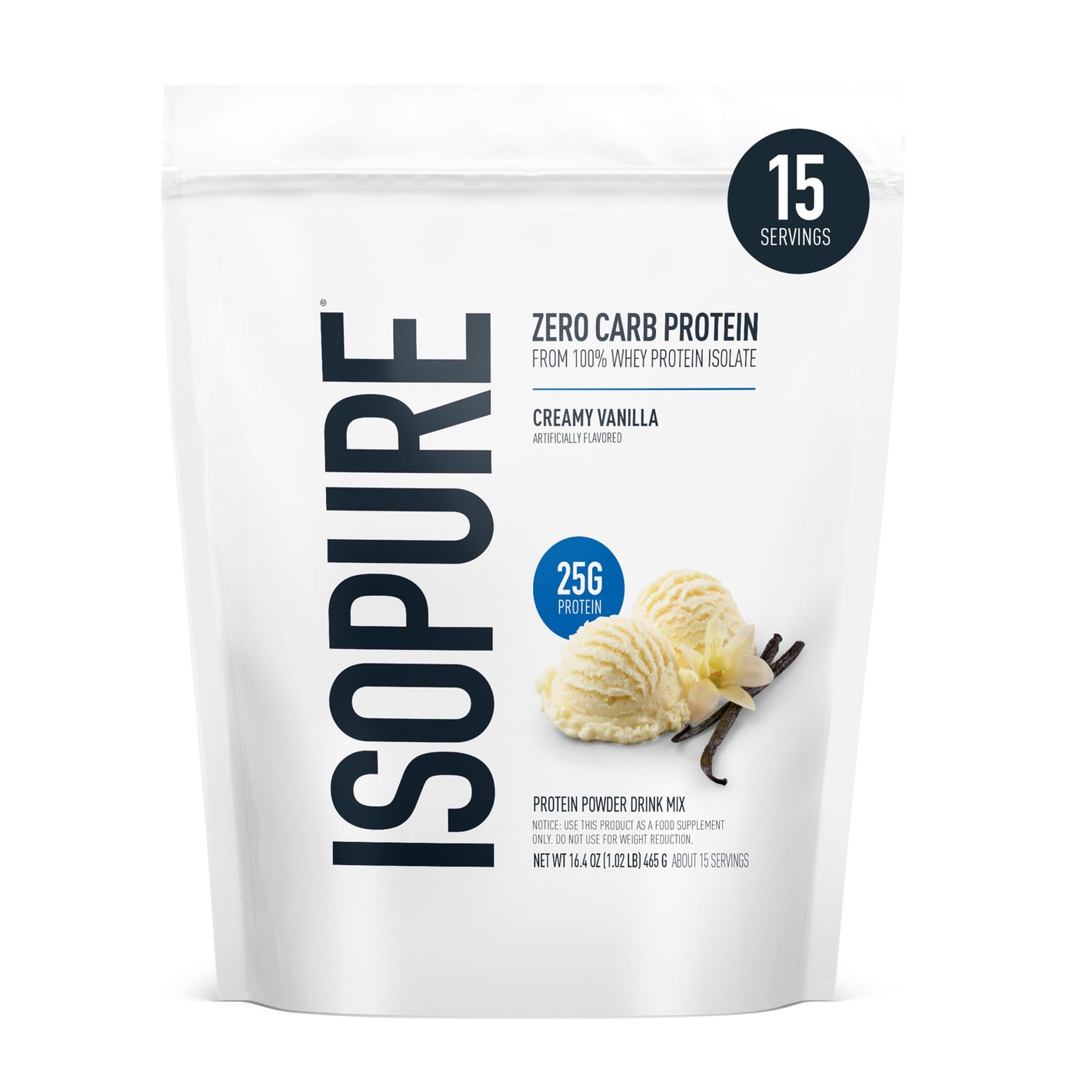 Buy now Isopure Zero Carb 100% Pure Whey Isolate Protein Powder, Lactose Free, Gluten Free, with Vitamins, Creamy Vanilla, 25g Protein Per Serving, 1 Lb, 15 Servings (Packaging May Vary) at indiglob india