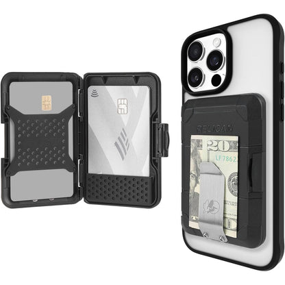 Pelican MagSafe Wallet for iPhone - Heavy Duty MIL-STD Snap-On Phone Magnetic Wallet and Phone Card Holder - Detachable and Slim Hard Case for iPhone 17 Pro Max /16 Pro Max/15/14/13/12 Series - Black