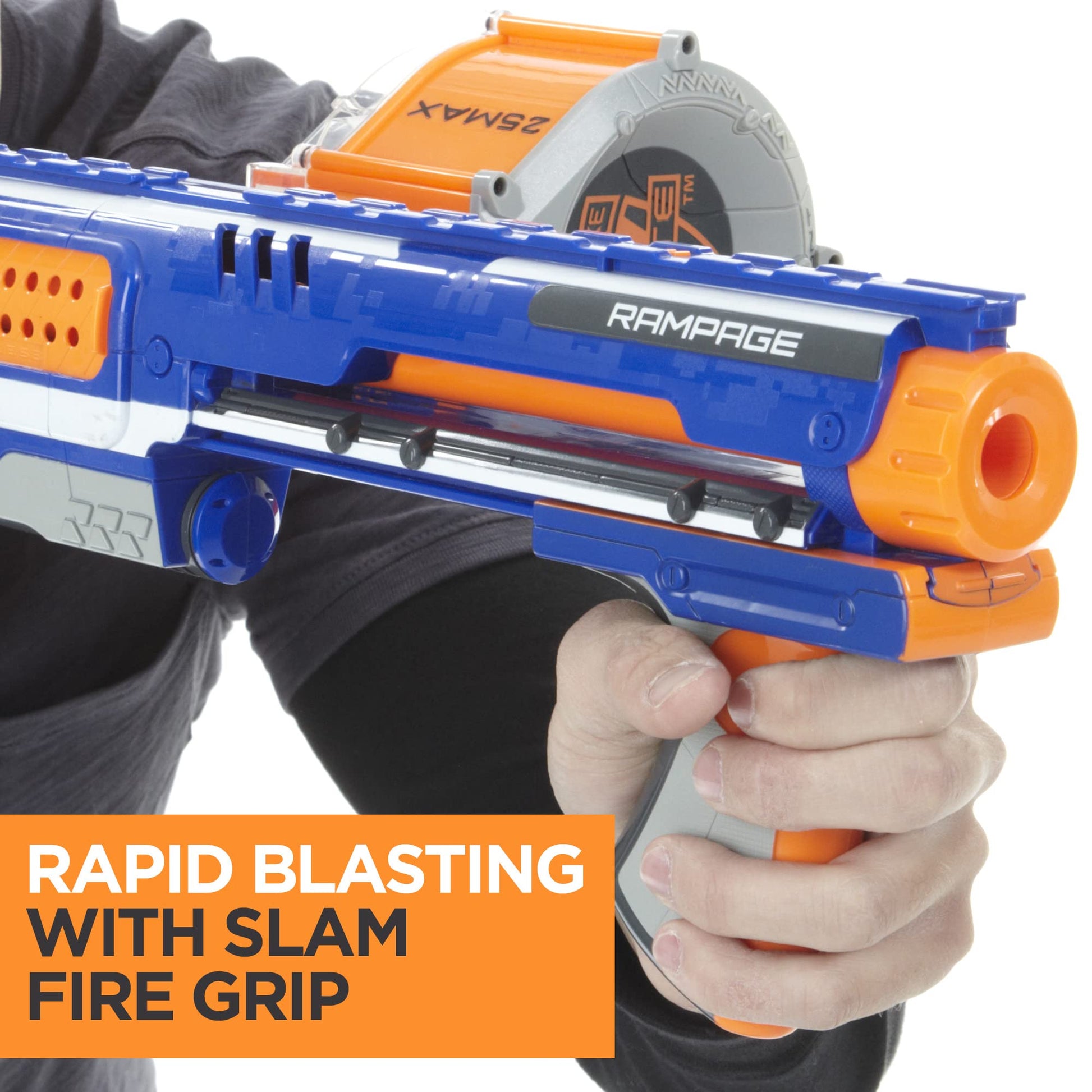 Buy now NERF Rampage N-Strike Elite Toy Blaster with 25 Dart Drum Slam Fire for Kids, Teens, & Adults (Amazon Exclusive) at indiglob india