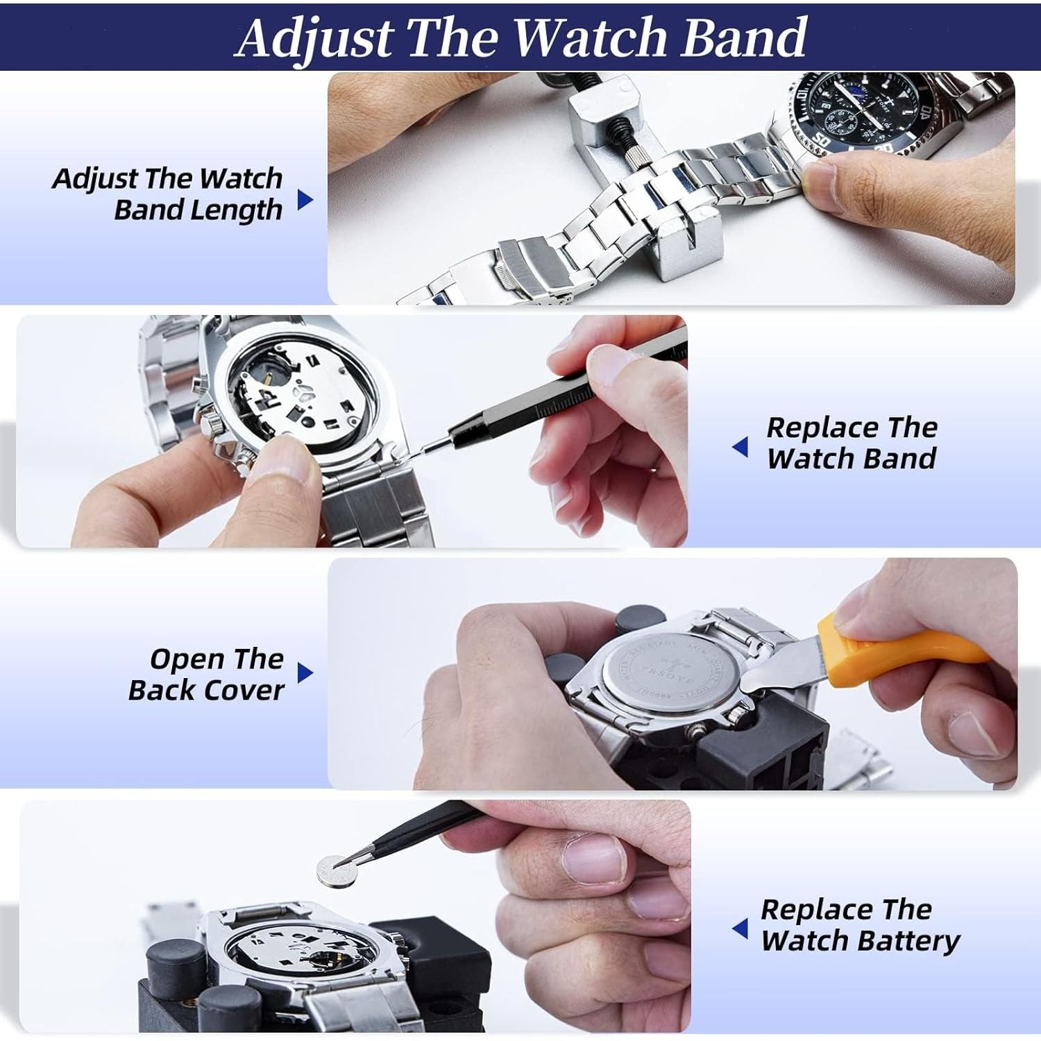 Buy now 【2025 Upgrade】Eventronic Watch Repair Kit, Watch Link Removal Kit, Watch Battery Replacement Tool Kit & Strap Adjustment, Watch Tool Kit with Spring Bar, Case Opener, Link Remover, Carrying Case at indiglob india
