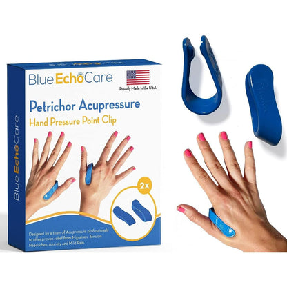 Petrichor – USA Made Acupressure Hand Pressure Point Clip, All Natural Headache Migraine Aid, Drug Free Tension Anxiety Relief, Stress Reduction, Pain Alleviation, 2 Pack Both Hands, 1 Size Fits All
