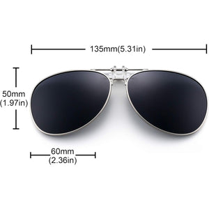 Retro Clip on Aviator Sunglasses Polarized Flip up Lenses Driving Eyeglasses Men