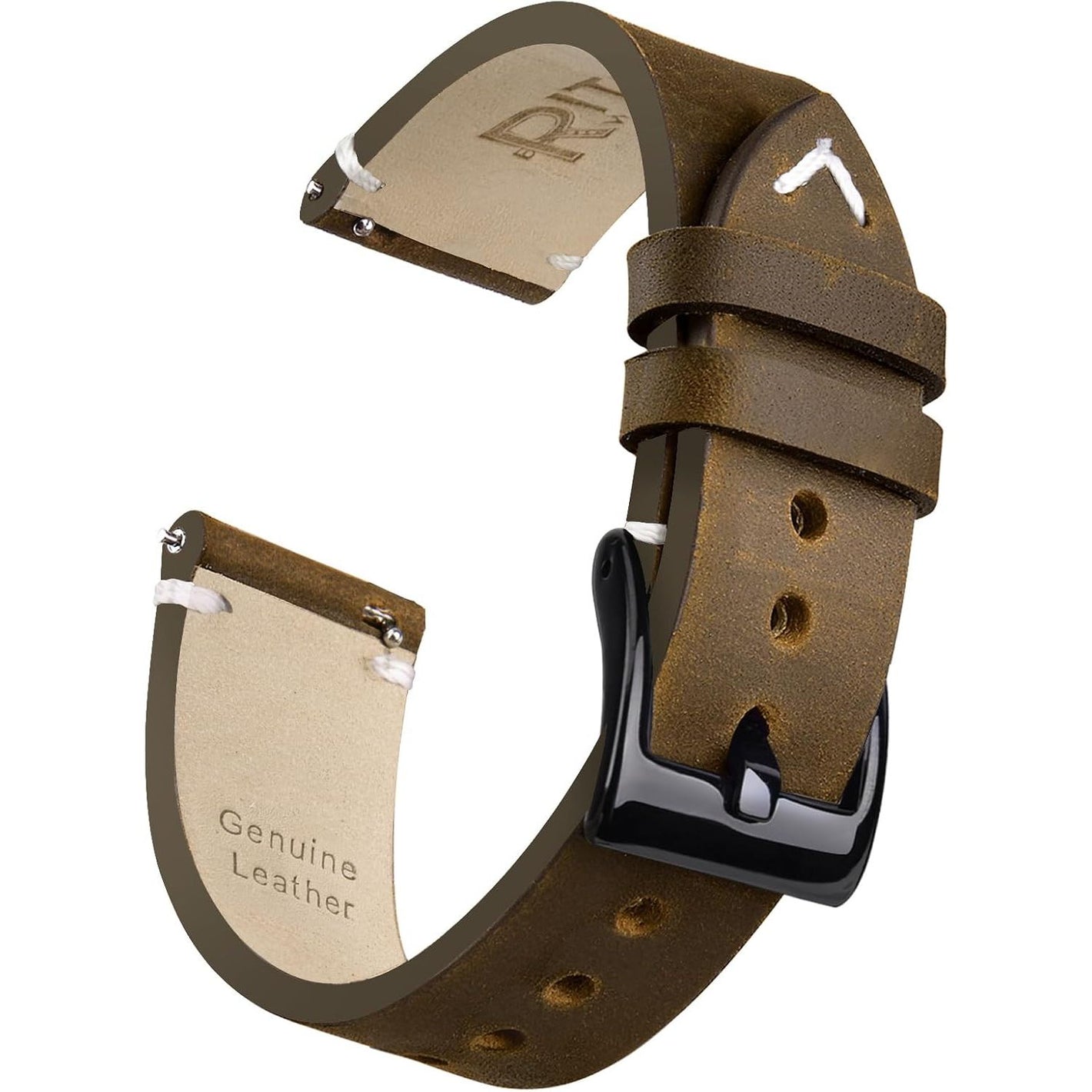 Ritche Christmas Gift Quick Release Leather Watch Band 18mm 20mm 22mm Genuine Watch Strap for Men and Women, White Elephant Gifts, Stocking Stuffers For Men