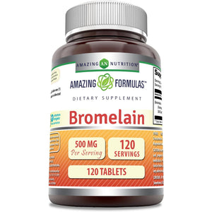 Amazing Formulas Bromelain 500 Mg (300 GDU) | Tablets Supplement | Non-GMO | Gluten-Free | Made in USA (1 Pack | 120 Count)