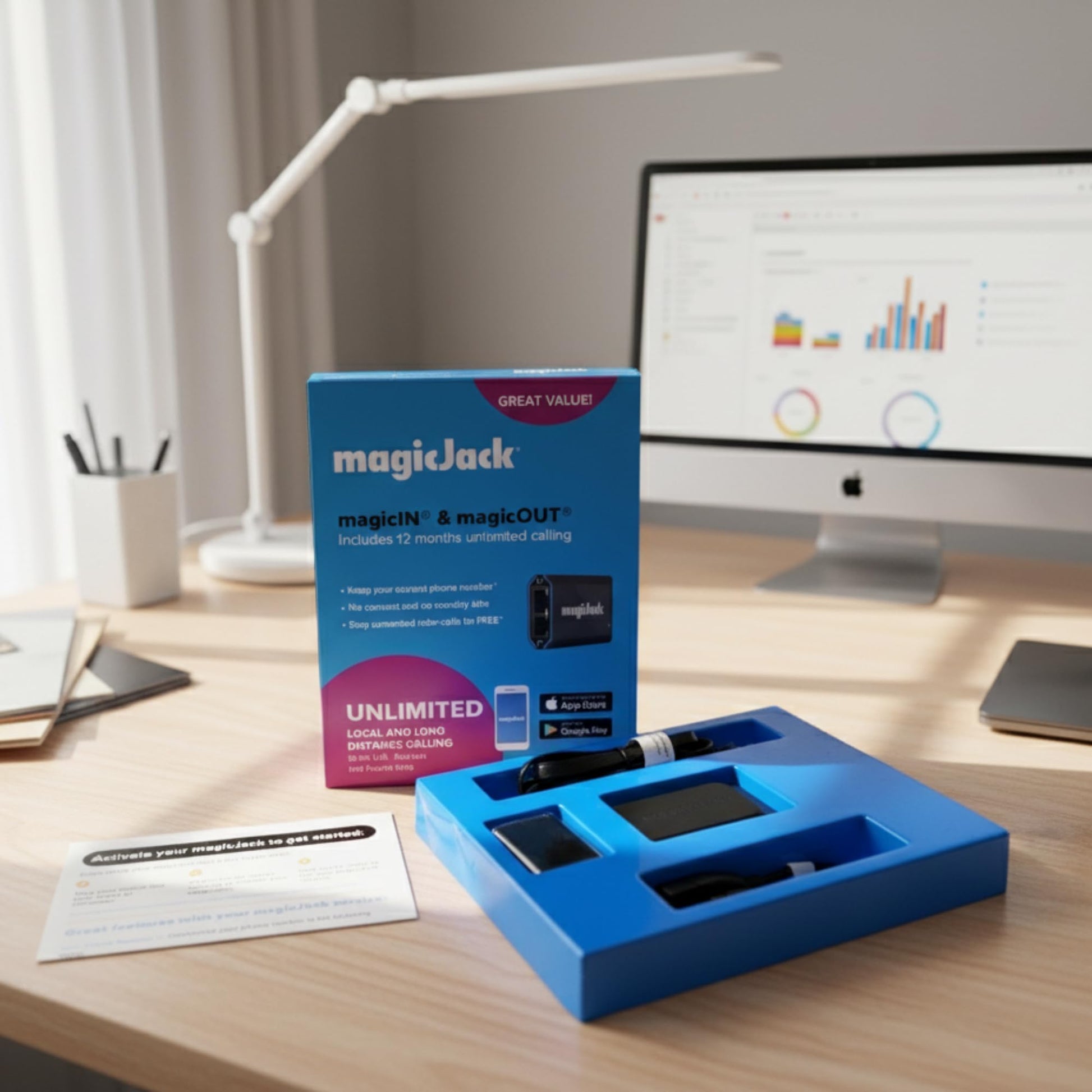 Buy now magicJack VOIP Phone Adapter - Unlimited Calls to US & Canada, No Monthly Bill, Portable Internet Phone with App, magicIN™ & magicOUT™ Service at indiglob india