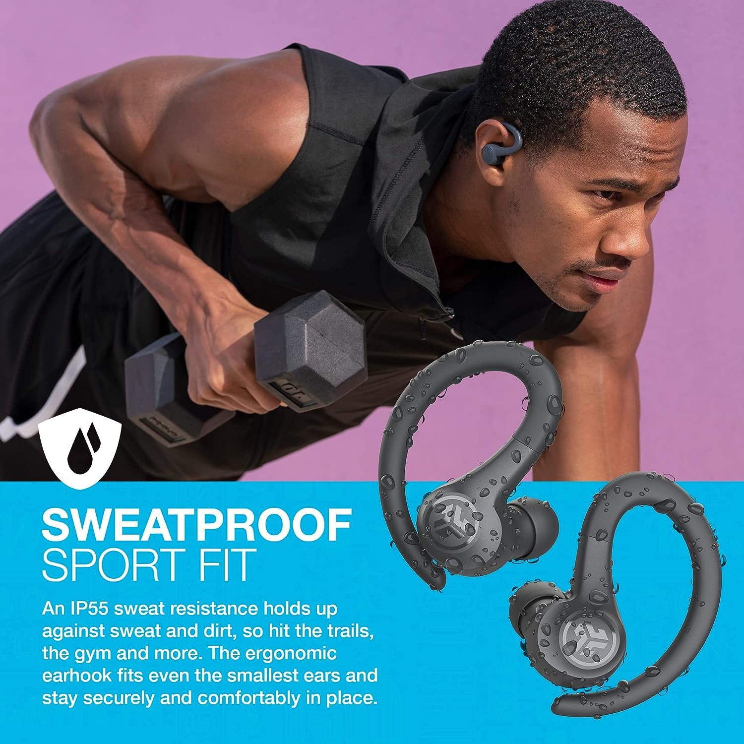 Buy now JLab Go Air Sport, Wireless Workout Earbuds Featuring C3 Clear Calling, Secure Earhook Sport Design, 32+ Hour Bluetooth Playtime, and 3 EQ Sound Settings (Graphite/Black) at indiglob india