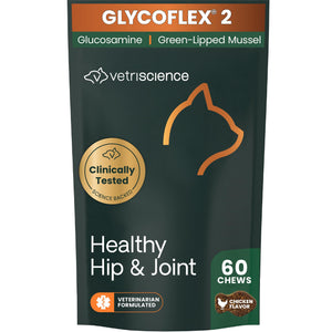Buy now VetriScience Healthy Hip & Joint Chews, GlycoFlex Glucosamine and Green-Lipped Mussel Joint Support Supplement for Cats, Promote Mobility and Protect Joints, Chicken, 60 Count at indiglob india