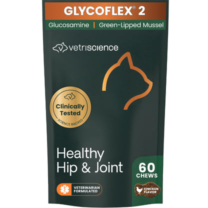 Buy now VetriScience Healthy Hip & Joint Chews, GlycoFlex Glucosamine and Green-Lipped Mussel Joint Support Supplement for Cats, Promote Mobility and Protect Joints, Chicken, 60 Count at indiglob india